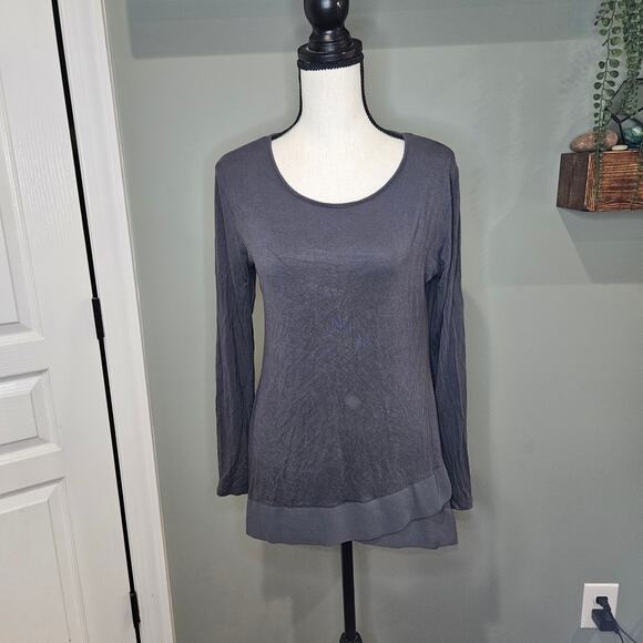 Cato Women's Medium Gray Long Sleeve Asymmetric Hem Tunic Top - Picture 1 of 6